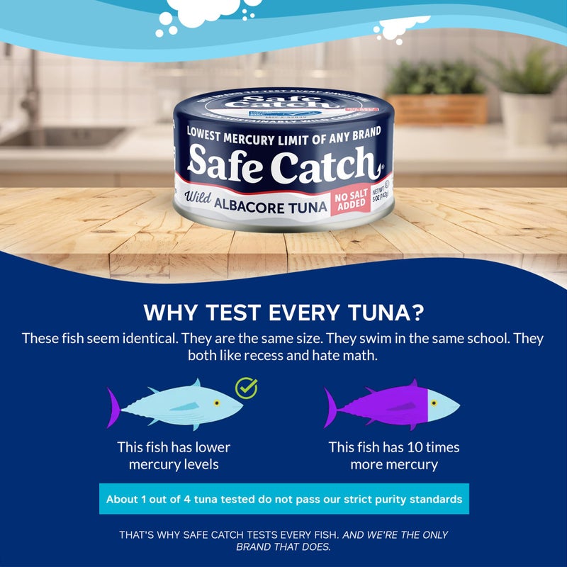 Safe Catch Canned Lowest Mercury Limit Albacore Tuna Fish No Salt Added, Wild Caught, Gluten-Free, Kosher, Keto, 5oz Can, 6-Pack - Image 5